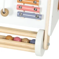 Qaba Wooden Baby Walker, Baby Push Walker w/ Adjustable Speed, Rear Storage for Learning to Walk, Gift for 1.5-3 Years, White(m-10)