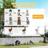 PawHut Dog Kennel Outdoor Dog Run Waterproof UV-Resist Cover Lockable Door Adjustable Bowls 20 x 7.5 x 6.5ft(m-13)