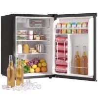 HOMCOM 2.6 Cu Ft Mini Fridge with Chiller Box, Single Door Compact Refrigerator, Adjustable Thermostat, Reversible Door, Silver(m-2)