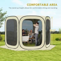 Outsunny 11 x 11ft Pop Up Screen Tent, UPF50+ Portable Camping Gazebo Screen House with Carry Bag, Beige(m-7)