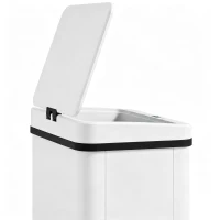 HOMCOM 13.2 Gal (50 L) Automatic Garbage Can w/ Soft-Close Lid, Trash Can with Fingerprint Resistant Stainless Steel, White(m-12)