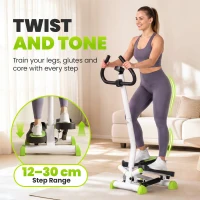 Soozier Twist Stepper Exercise Machine with Adjustable Resistance, LCD Screen - White & Green(m-4)