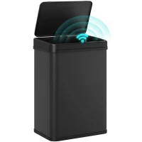 HOMCOM 10.6 Gal (40 L) Automatic Garbage Can w/ Soft-Close Lid, Trash Can with Fingerprint Resistant Stainless Steel, Black(m-13)