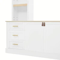 Rustic Farmhouse Entertainment Centre with 6 Storage Drawers, Modern TV Wall Unit with Adjustable Shelves, 98.5'' L x 15.5'' W x 79.5'' H, White(m-9)