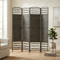 HOMCOM 4 Panel Room Divider, Folding Screen, 5.6', Dark Gray(m-2)