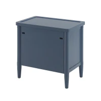 Modern Farmhouse Nightstand Set of 2 with 3 Storage Drawers, Wooden Bedside End Tables with Tapered Legs, 23.5'' L x 15.5'' W x 24.5'' H, Blue(m-8)