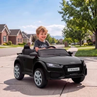 Qaba 12V Ride on Car for Kids, Audi TT RS Licensed Electric Car with Remote Control, Dual Motors, for 2-3 Years, Black(m-8)