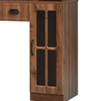 Farmhouse Makeup Vanity with LED Mirror and Power Outlet, Chic Dressing Desk with Jewelry Organizer, 54.5'' L x 15.5" W x 70" H, Walnut(m-12)