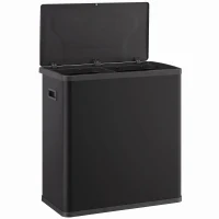 HOMCOM Automatic Trash Can, 15.8Gal / 60L Touchless Garbage Can with Dual Compartments, Stainless Steel, Black(m-13)