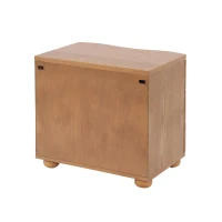 Retro Modern Nightstand with 3 Wave Drawers, Wooden Bedside Storage Table with Bulbous Feet, 23.5'' L x 15.5'' W x 22.5'' H, Brown(m-9)