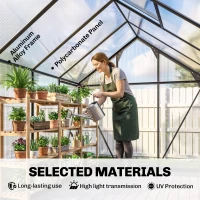 Outsunny Polycarbonate Greenhouse, Heavy Duty Outdoor Aluminum Walk-in Green House Kit Vent Door, 6.2'x8.3'x6.6' Gray(m-6)