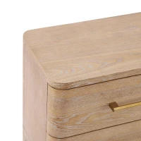 Modern Nightstand with 2 Drawers, Rounded Corners and Gold Handles, Versatile Storage Cabinet for Bedroom, 23.5'' L x 15.5" W x 22.5" H, Natural(m-8)