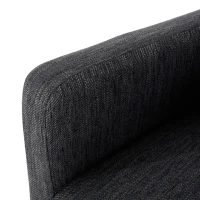 Modern Upholstered Counter Stool Set of 2 with Rounded Armrests, Comfortable Breakfast Bar Stool for Kitchen, 24'' L x 23" W x 39.5" H, Charcoal(m-7)