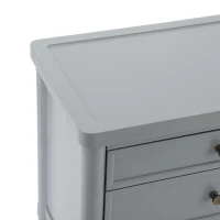 Modern Farmhouse Nightstand with 3 Storage Drawers, Wooden Bedside End Table with Tapered Legs, 23.5'' L x 15.5'' W x 24.5'' H, Gray(m-6)
