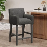 Modern Upholstered Counter Stool with Rounded Armrests, Soft Kitchen Stool with Rubberwood Frame, 23.5'' L x 23.5" W x 39.5" H, Charcoal(m-1)