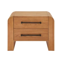Minimalist Modern Nightstand Set of 2 with Black Metal Handles, Wooden Bedside Storage Tables for Bedroom, 28.5'' L x 15.5'' W x 23.5'' H, Brown(m-2)