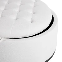 Elegant Round Storage Ottoman with Tufted Chenille and Removable Lid, Versatile Coffee Table for Living Room, 28'' L x 28" W x 16.5" H, White(m-4)