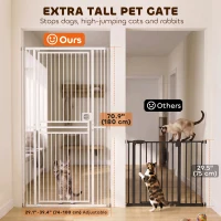 PawHut 71" Extra Tall Cat Gate,  29"-39" Wide Pet Gate with No Drilling, Narrow Spacing, Pull-Ring Latch, 2 Extension Kits(m-4)