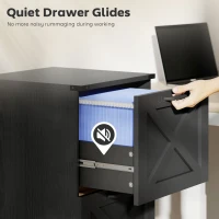 HOMCOM Vertical Storage Drawers Farmhouse X Pattern Printer Stand Fits Letter Files 4 Drawers Black(m-7)