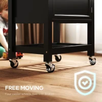 HOMCOM Kitchen Island on Wheels, Rolling Kitchen Cart with Rubberwood Top, Drawer, Wine Rack and Cabinet, Black(m-5)