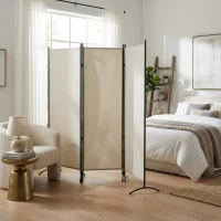 HOMCOM 6' 3 Panel Room Divider, Indoor Privacy Screen for Home, Beige(m-10)