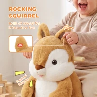 Qaba Rocking Horse for Toddlers 1-3 Years, Squirrel Baby Rocking Horse with Animal Sound, Safety Belt, Brown(m-4)
