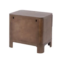 Chic Nightstand with 2 Drawers, Rounded Corners and Gold Handles, Versatile Storage Cabinet for Bedroom, 23.5'' L x 15.5" W x 22.5" H, Brown Oak(m-9)
