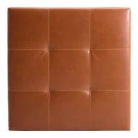 Retro-Chic Square Ottoman with Storage and Faux Leather, Versatile Coffee Table for Living Room and Bedroom, 34'' L x 34" W x 18.5" H, Caramel(m-6)