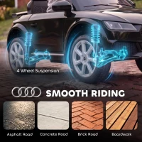 Qaba 12V Ride on Car for Kids, Audi TT RS Licensed Electric Car with Remote Control, Dual Motors, for 2-3 Years, Black(m-7)