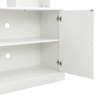 Rustic Farmhouse Entertainment Centre with 7 Adjustable Shelves, Modern TV Wall Unit with Panelled Doors, 95.5'' L x 15.5'' W x 76.5'' H, White(m-12)