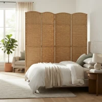 HOMCOM Folding Room Divider Screen 4 Panel 5.6 ' Tall Privacy Screen Freestanding Room Partition for Home Office, Nature Wood(m-11)
