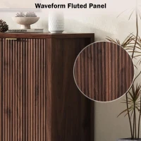 Elegant Fluted Buffet Cabinet with Sculpted Doors, Farmhouse Storage Sideboard for Kitchen Dining Living Room, 55" L × 15.5" W × 33" H, Brown(m-7)