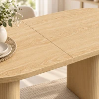 HOMCOM Farmhouse Dining Table Curved Top Kitchen Table Dining Room Kitchen Oak Wood Grain(m-11)