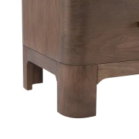 Chic Nightstand with 2 Drawers, Rounded Corners and Gold Handles, Versatile Storage Cabinet for Bedroom, 23.5'' L x 15.5" W x 22.5" H, Brown Oak(m-8)