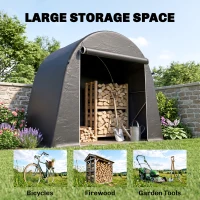 Outsunny 8' x 4' Portable Shed, Waterproof Bike Tent with Roll-up Zipper Door and Galvanised Metal Frame for Bike, Garden Tools(m-5)
