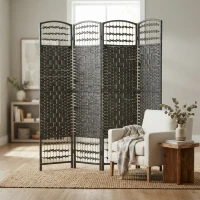 HOMCOM 4 Panel Room Divider, Folding Screen, 5.6', Dark Gray(m-8)