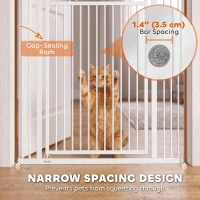 PawHut 71" Extra Tall Cat Gate,  29"-39" Wide Pet Gate with No Drilling, Narrow Spacing, Pull-Ring Latch, 2 Extension Kits(m-5)