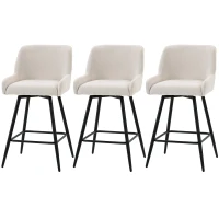HOMCOM Kitchen Island Chairs Counter Height Bar Stools with Swivel Linen Seat and Footrest, Cream White(m-1)