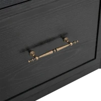 Farmhouse Hall Tree Coat Rack with 3 Arches and 8 Retro Hooks, Shoe Storage Bench Unit with 3 Drawers, 59'' L x 15.5'' W x 75'' H, Black(m-13)