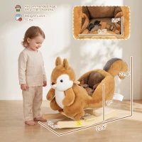 Qaba Baby Rocking Horse for Toddlers 1-3 Years, Squirrel Rocking Horse Toy with Sounds, Seat Belt and Rocking Stopper, Brown(m-3)