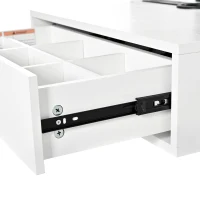 Modern Floating Makeup Vanity with Arched Mirror, Outlet and 3-Color Lights, Versatile Wall Vanity for Bedrooms, 23'' L x 15.5" W x 48" H, White(m-9)