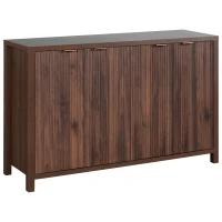 Elegant Fluted Buffet Cabinet with Sculpted Doors, Farmhouse Storage Sideboard for Kitchen Dining Living Room, 55" L × 15.5" W × 33" H, Brown(m-15)
