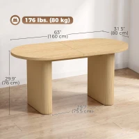 HOMCOM Farmhouse Dining Table Curved Top Kitchen Table Dining Room Kitchen Oak Wood Grain(m-3)