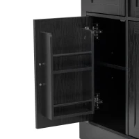 Farmhouse Buffet Cabinet with Metal Hardware and Wood Grain, Sturdy Sideboard for Kitchen and Dining Room, 55'' L x 15.5" W x 32" H, Ash Black(m-10)