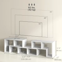 HOMCOM TV Stand for TVs up to 75", 3-Piece Modular TV Console with Open Storage Shelves, White(m-3)