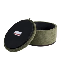 Elegant Round Storage Ottoman with Tufted Chenille and Removable Lid, Versatile Coffee Table for Living Room, 28'' L x 28" W x 16.5" H, Green(m-7)