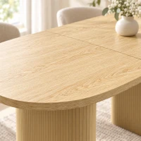 HOMCOM Farmhouse Dining Table Curved Top Kitchen Table Dining Room Kitchen Oak Wood Grain(m-9)