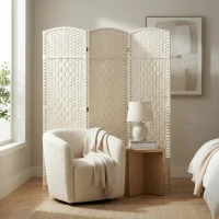 HOMCOM Folding Room Divider Screen 3 Panel 6' Tall Privacy Screen Freestanding Wood Partition for Home Office, White(m-11)