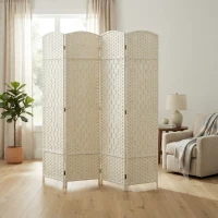HOMCOM Folding Room Divider Screen 4 Panel 6' Tall Privacy Screen Freestanding Wood Partition for Home Office, White(m-7)