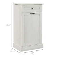 HOMCOM Kitchen Tilt Out Trash Bin Cabinet Free Standing Storage Cabinet with Drawer, Light Gray(m-3)